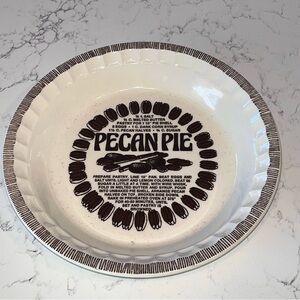 Vintage Royal China By Jeannette Deep Dish Pecan Pie Plate with Recipe 11" round